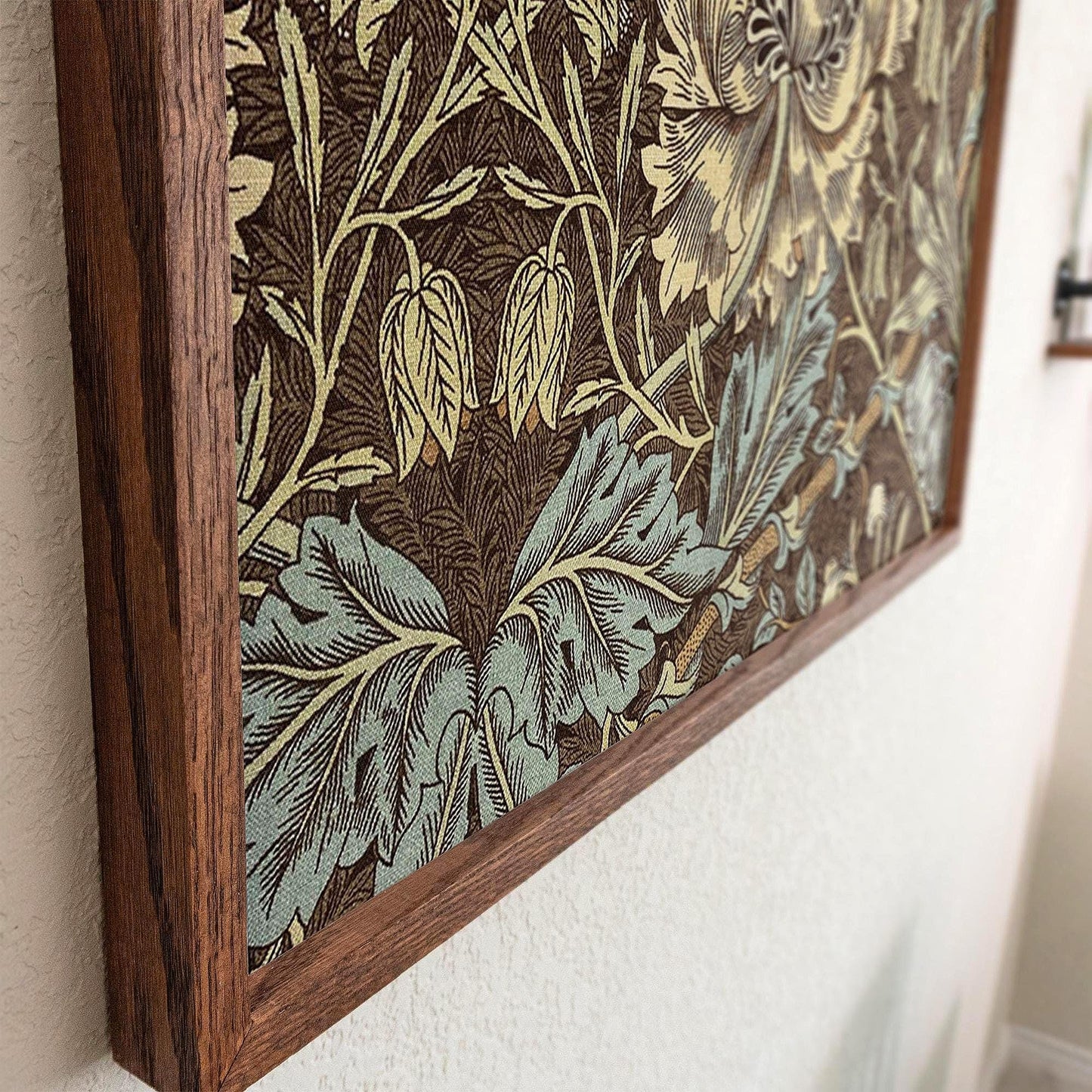 Framed Morris Pattern Art | Victorian Botanical Style Canvas | Vintage Floral Wall Decor in Earth Tones | WM2