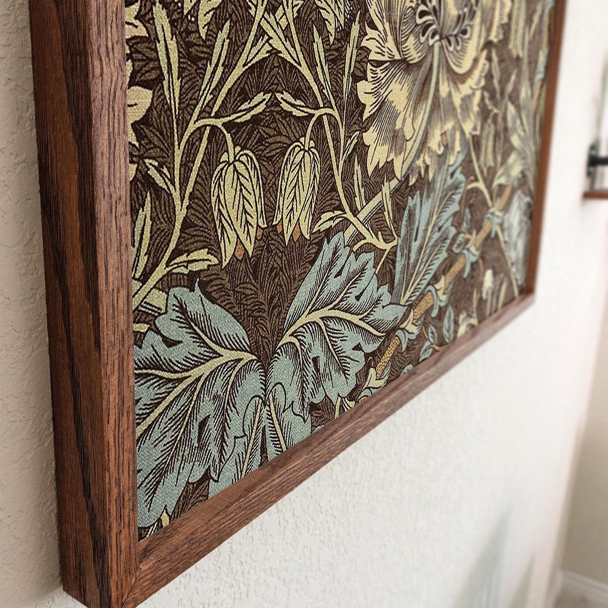 Framed Morris Pattern Art | Victorian Botanical Style Canvas | Vintage Floral Wall Decor in Earth Tones | WM2