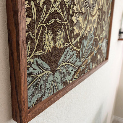 Framed Morris Pattern Art | Victorian Botanical Style Canvas | Vintage Floral Wall Decor in Earth Tones | WM2