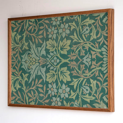 Morris Pattern Framed Art | Woven Style Wall Decor in Green | Oak Framed Botanical Tapestry Print for Living Room | WM5