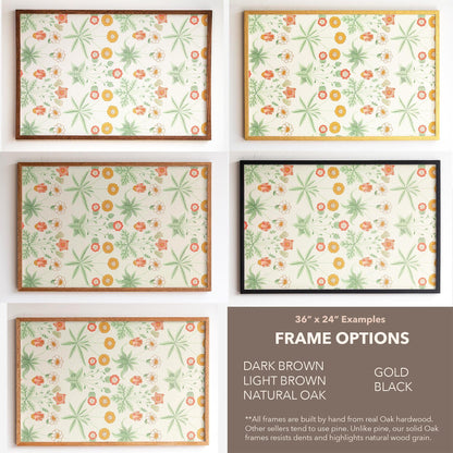 Retro Botanical Pattern Framed Wall Art | Wildflower Art Print | Vintage Floral Decor for Bedroom, Living Room | WM17