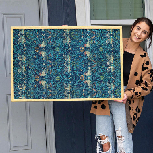 Cottagecore Maximalist Framed Wall Art | Vintage Floral Canva Print | Asthetic Textile Pattern Art for Entryway or Living Room | WM19