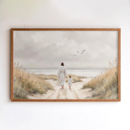 Christian Nursery Framed Art | Jesus Canvas Print for Baby Room | Newborn Gift | Baptism or Christening Gift Idea