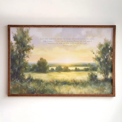 Framed Psalm 143 Scripture Wall Art | Bible Verse Wall Decor | Vintage Painting Scripture Canvas | Peaceful Christian Bible Verse Art
