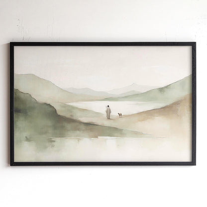 Psalm 23 Framed Art | Jesus and the Lamb Wall Art | Lost Sheep Art | Christian Gift for Home or Prayer Room