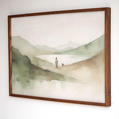 Psalm 23 Framed Art | Jesus and the Lamb Wall Art | Lost Sheep Art | Christian Gift for Home or Prayer Room