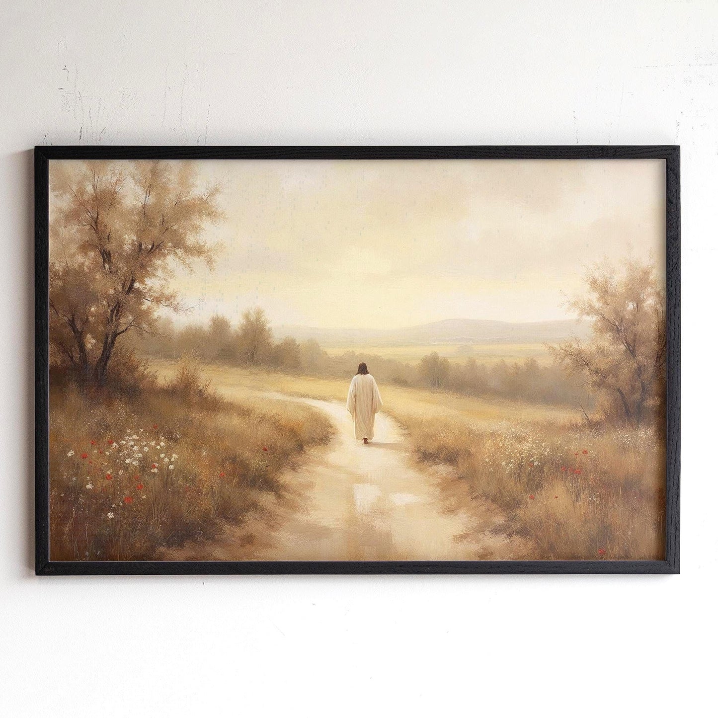 The Way, Truth, Life Framed Wall Art | Christian Art | Jesus Walking Canvas | John 14:6 Scripture Based Art | Gift for Baptism