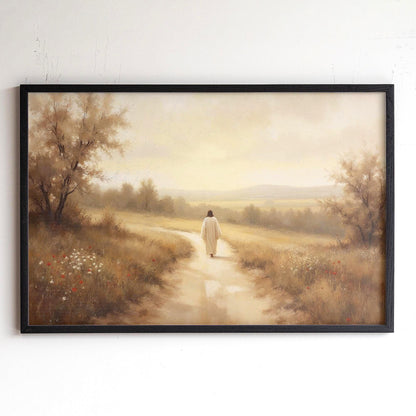The Way, Truth, Life Framed Wall Art | Christian Art | Jesus Walking Canvas | John 14:6 Scripture Based Art | Gift for Baptism