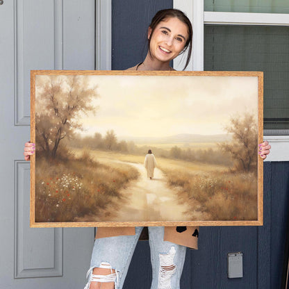 The Way, Truth, Life Framed Wall Art | Christian Art | Jesus Walking Canvas | John 14:6 Scripture Based Art | Gift for Baptism