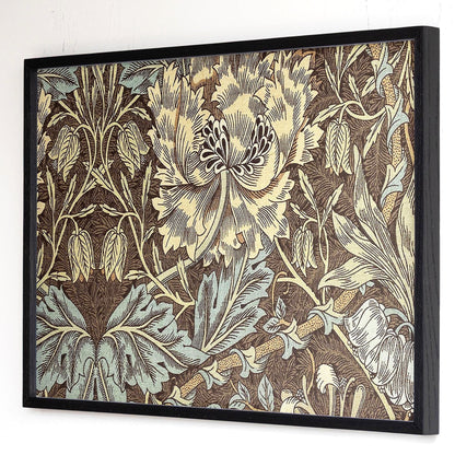Framed Morris Pattern Art | Victorian Botanical Style Canvas | Vintage Floral Wall Decor in Earth Tones | WM2