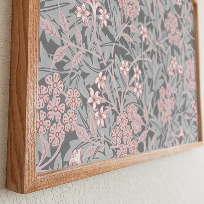 Blush Floral Framed Wall Art | Botanical Pattern Canvas Print | Oak Framed Abstract Pattern Print for Bedroom, Living Room | WM13