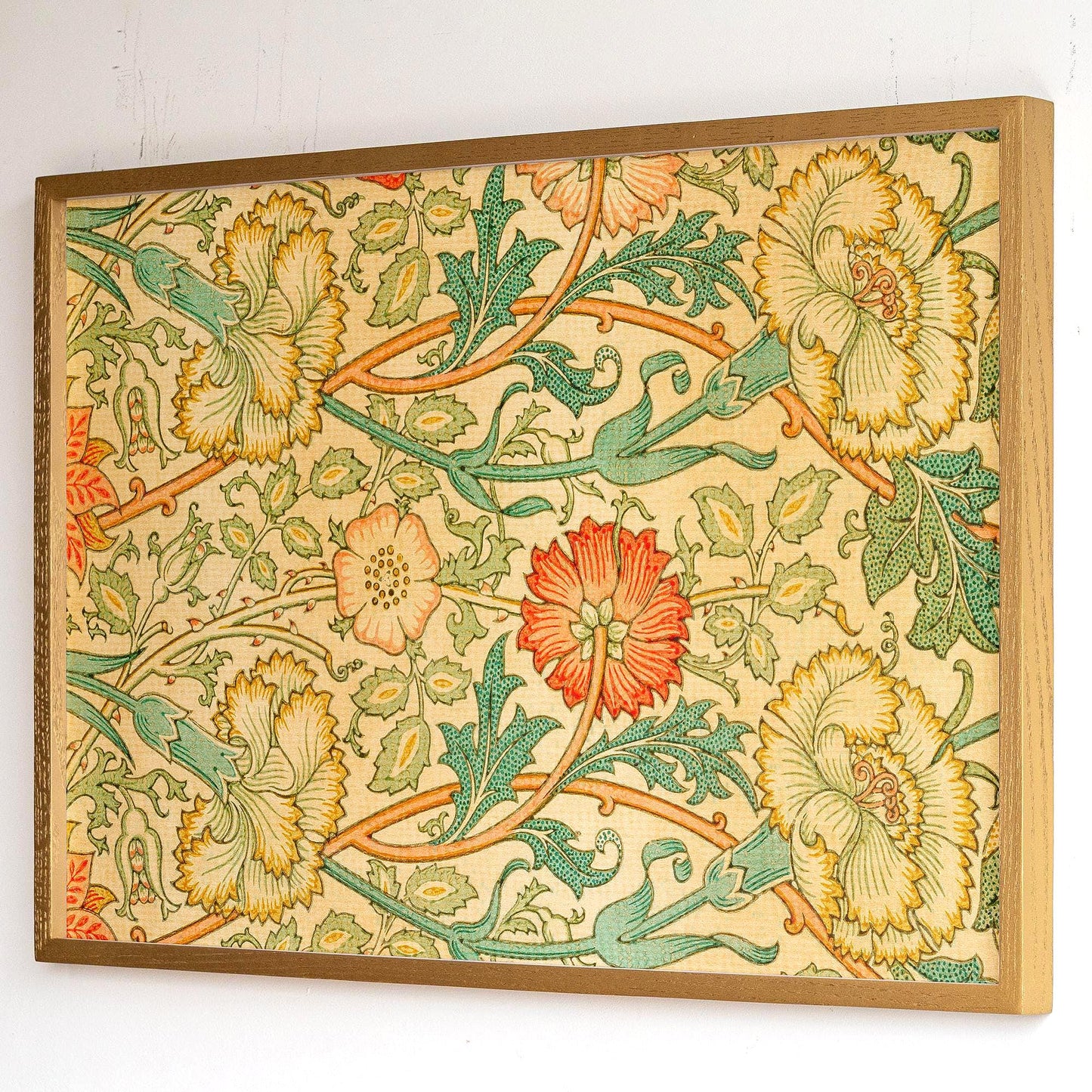 Vintage Botanical Pattern Framed Wall Art | Classic Floral Print | Warm Tone Decor for Bedroom, Living Room | WM15