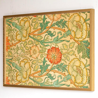 Vintage Botanical Pattern Framed Wall Art | Classic Floral Print | Warm Tone Decor for Bedroom, Living Room | WM15