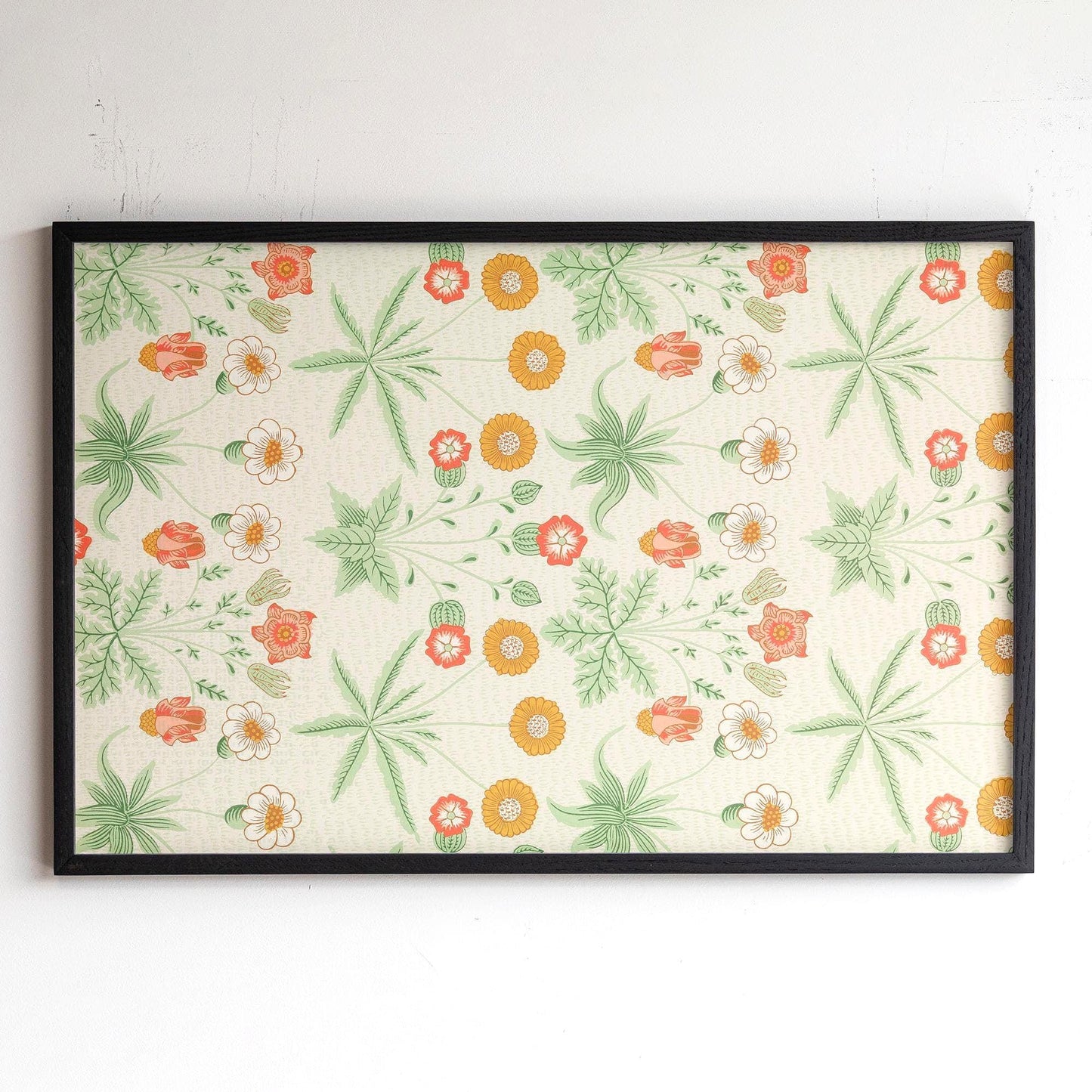 Retro Botanical Pattern Framed Wall Art | Wildflower Art Print | Vintage Floral Decor for Bedroom, Living Room | WM17