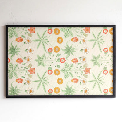 Retro Botanical Pattern Framed Wall Art | Wildflower Art Print | Vintage Floral Decor for Bedroom, Living Room | WM17