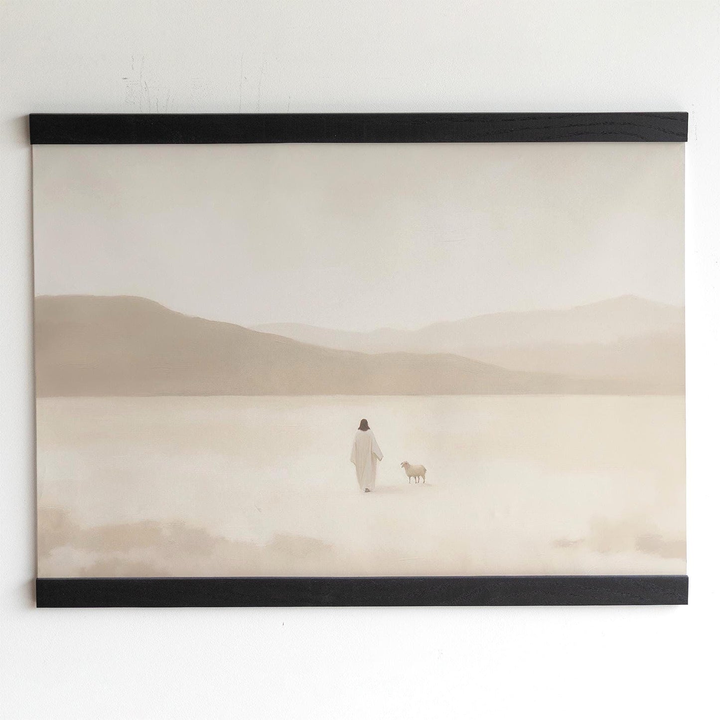 Jesus and the Lost Sheep Tapestry Wall Art | Christian Tapestry Hanging Art | Luke 15:4 Art | Minimalist Christian Scripture Wall Art