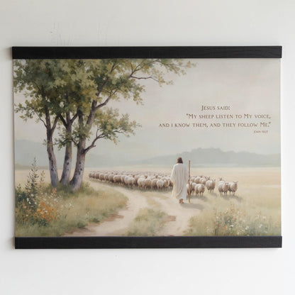 Good Shepherd Tapestry | Scripture Wall Art | John 10:27 Print | Jesus and His Sheep Art | Faith Based Home Decor | Christian Shepherd