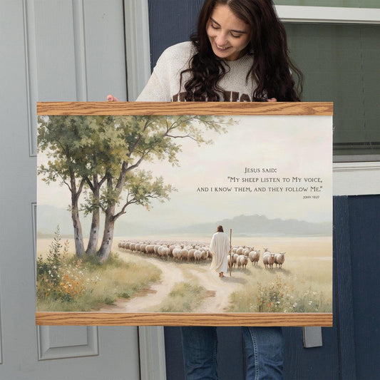 Good Shepherd Tapestry | Scripture Wall Art | John 10:27 Print | Jesus and His Sheep Art | Faith Based Home Decor | Christian Shepherd