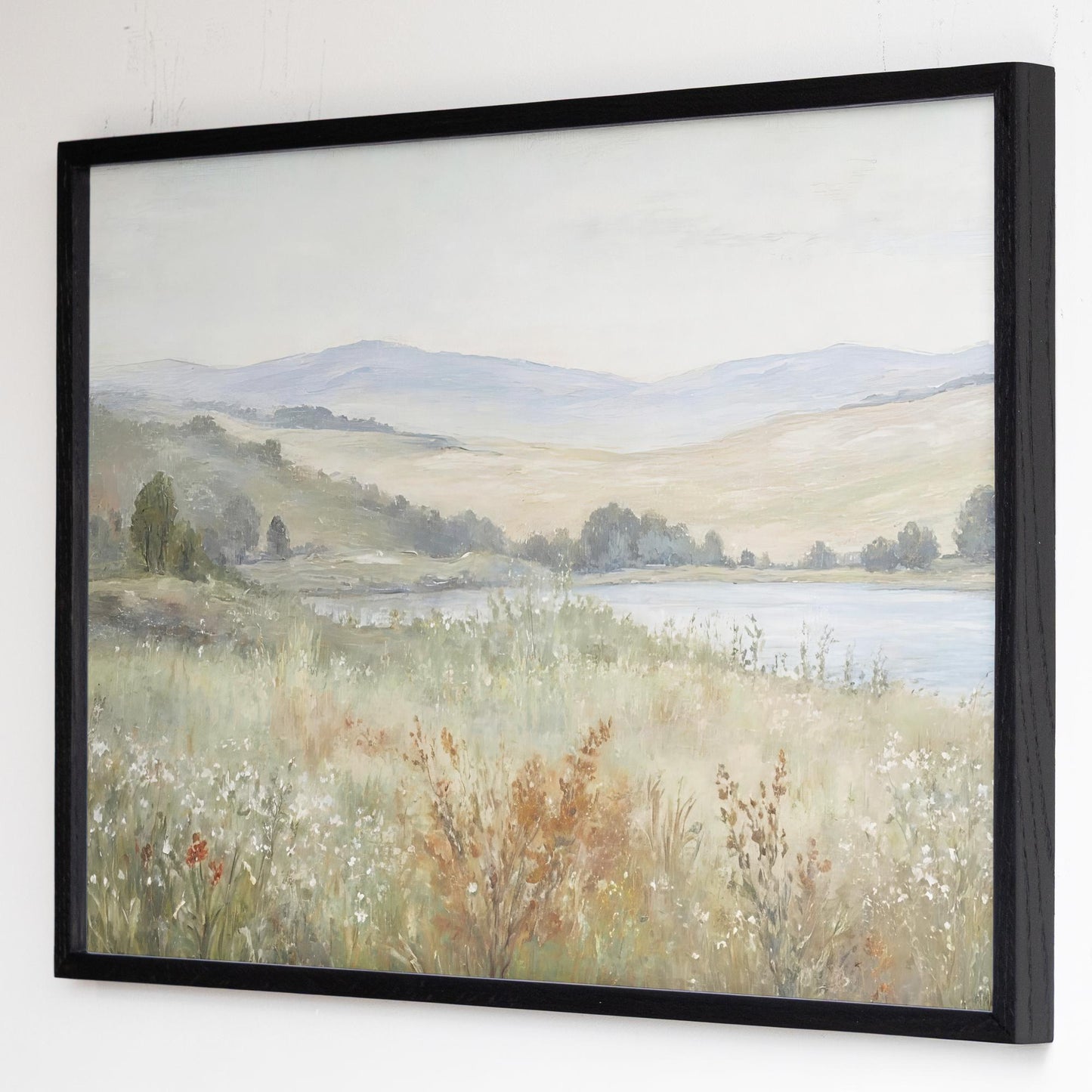 Large Framed Wall Art | Vintage Painting Framed Art | Sage Green and Rust Tone Art | Peaceful Nature Art