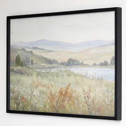 Large Framed Wall Art | Vintage Painting Framed Art | Sage Green and Rust Tone Art | Peaceful Nature Art