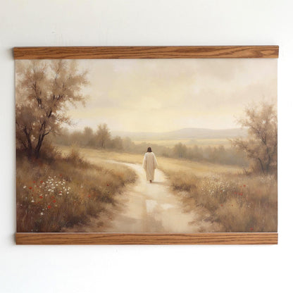 Jesus Walking Tapestry Wall Art | Christian Art | The Way The Truth The Life Art | John 14:6 Scripture Based Art | Gift for Baptism