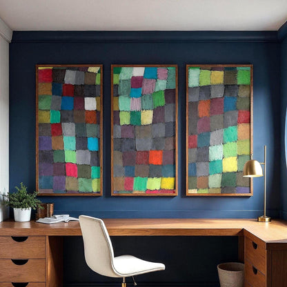 Large 3 Panel Framed Mosaic May Picture Art | Abstract Split Framed Art | Paul Klee Fine Art | Abstract Style Art
