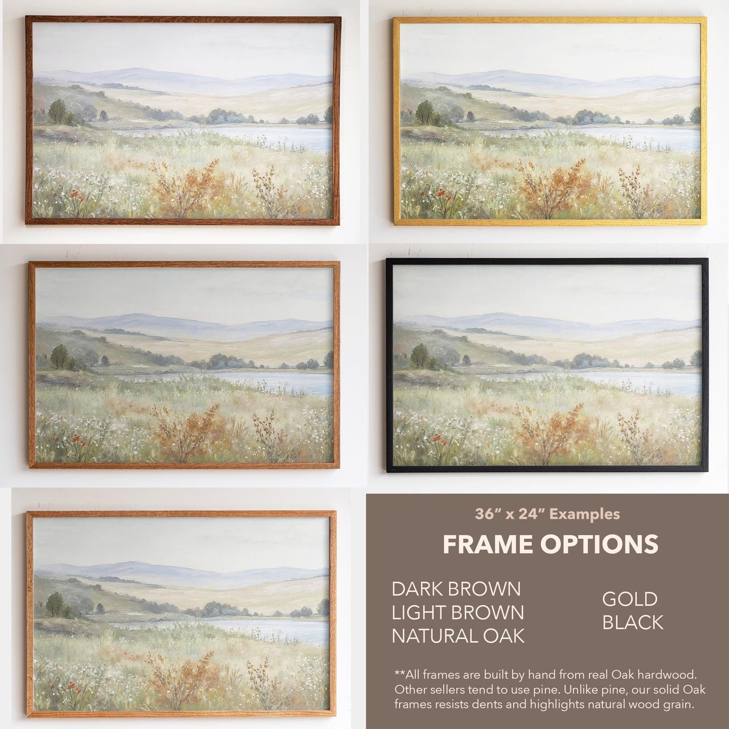 Large Framed Wall Art | Vintage Painting Framed Art | Sage Green and Rust Tone Art | Peaceful Nature Art