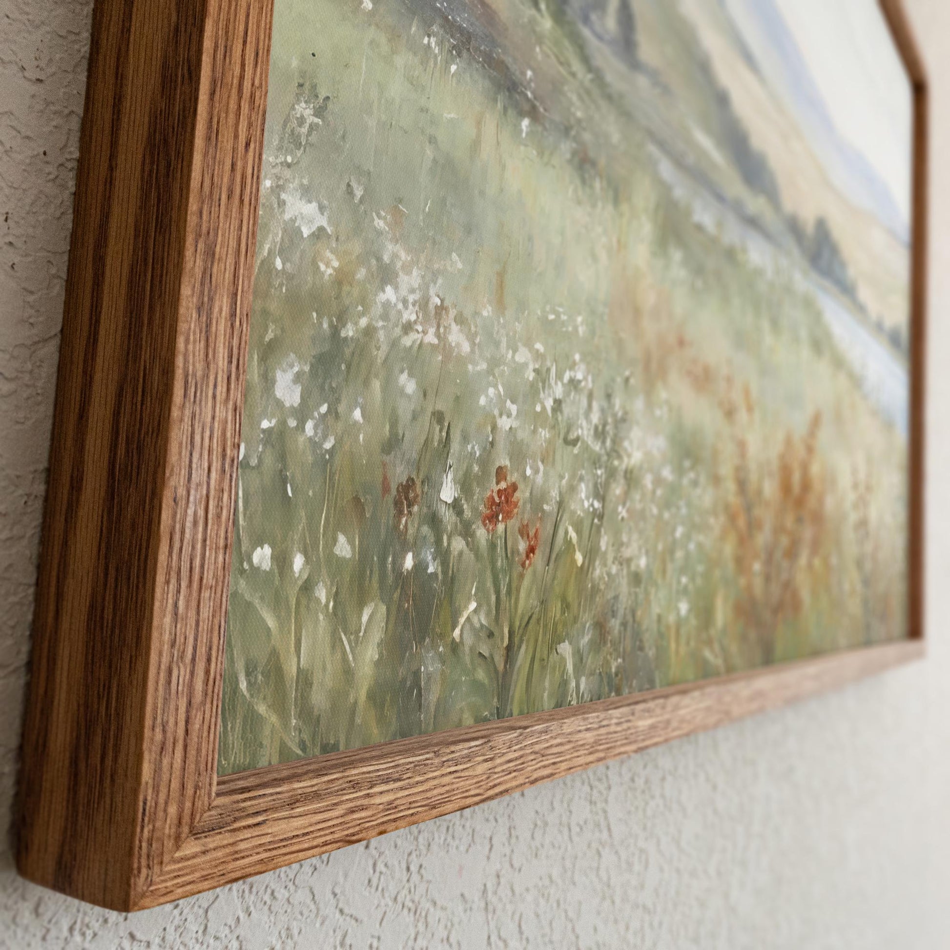Large Framed Wall Art | Vintage Painting Framed Art | Sage Green and Rust Tone Art | Peaceful Nature Art