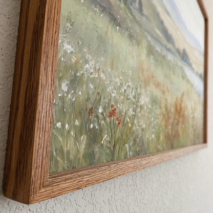Large Framed Wall Art | Vintage Painting Framed Art | Sage Green and Rust Tone Art | Peaceful Nature Art