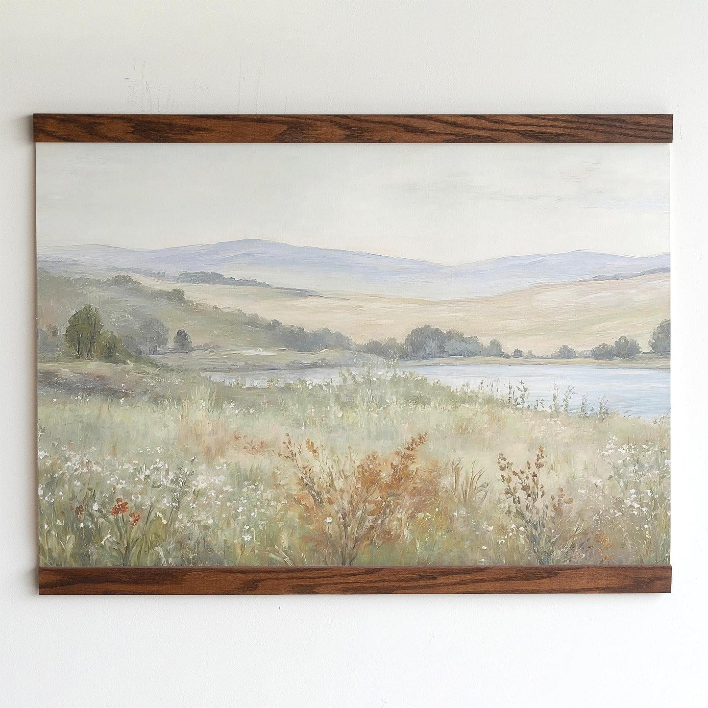 Large Tapestry Wall Art | Vintage Painting Hanging Tapestry Art | Sage Green and Rust Tone Hanging Art | Peaceful Nature Wall Art