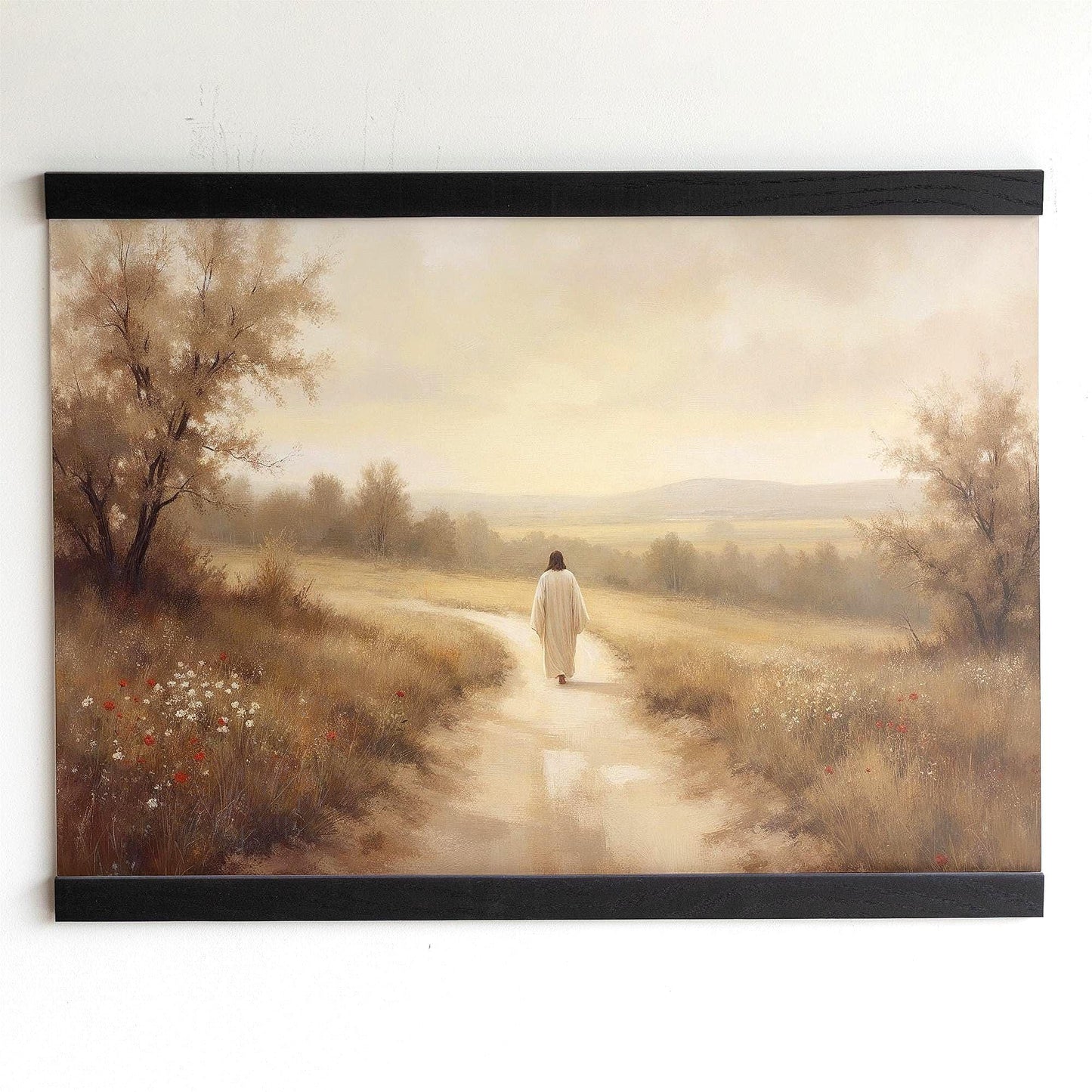 Jesus Walking Tapestry Wall Art | Christian Art | The Way The Truth The Life Art | John 14:6 Scripture Based Art | Gift for Baptism