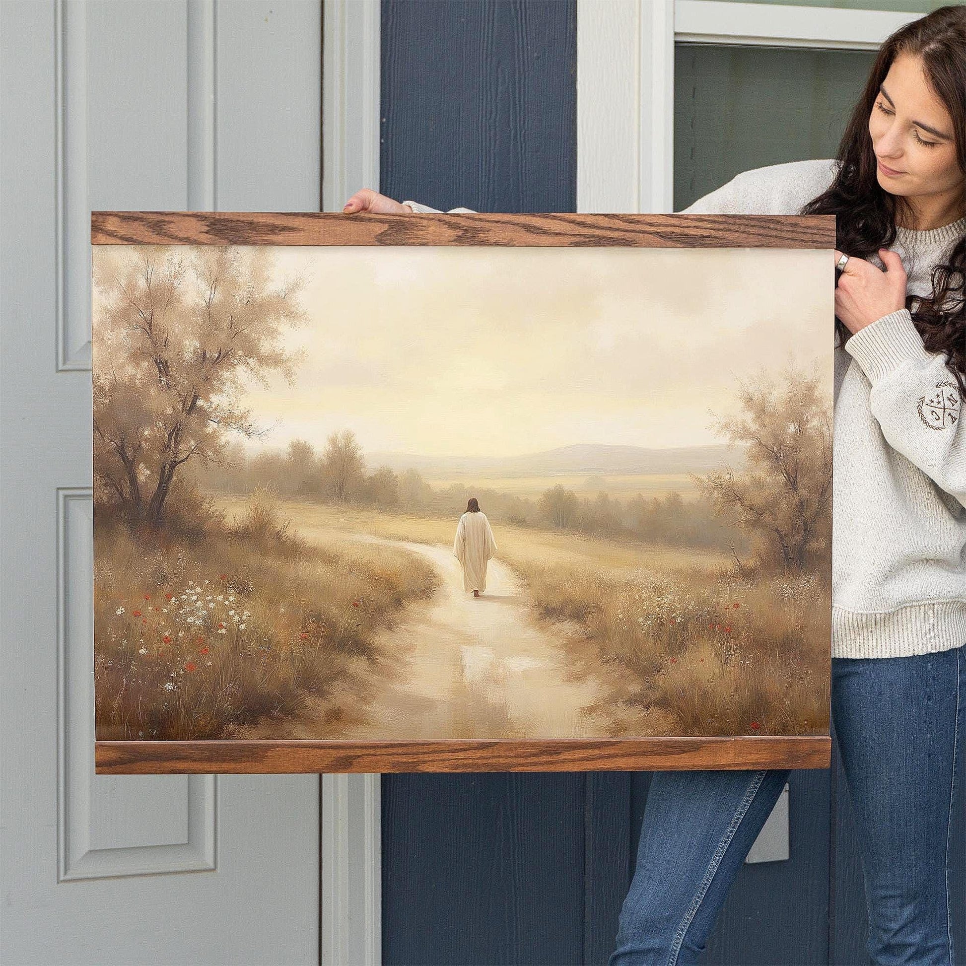 Jesus Walking Tapestry Wall Art | Christian Art | The Way The Truth The Life Art | John 14:6 Scripture Based Art | Gift for Baptism