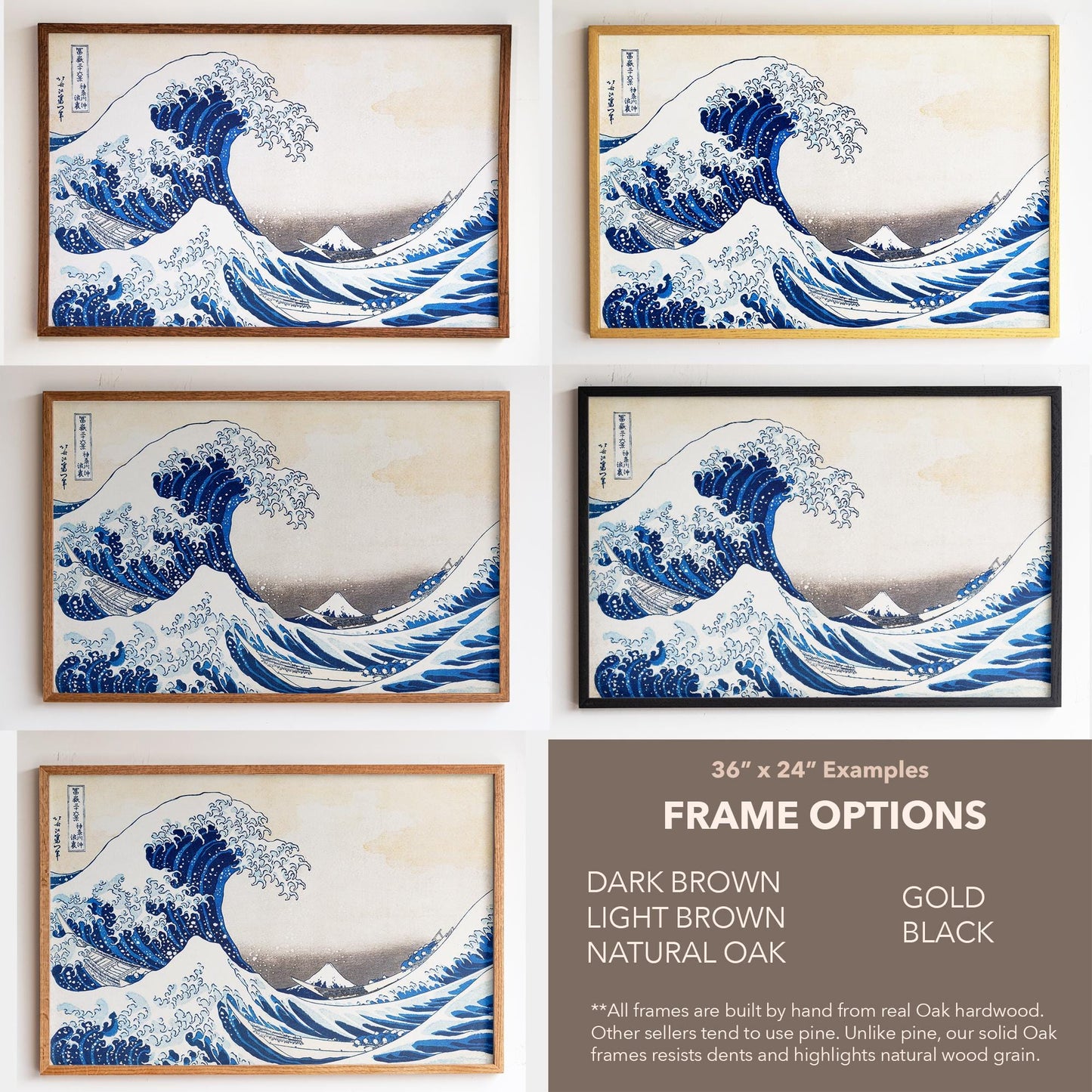 Large 3 Panel Framed Wall Art | Vintage Japanese Under the Wave Painting Split Framed Art | Panoramic Nautical Art | Peaceful Japanese Art