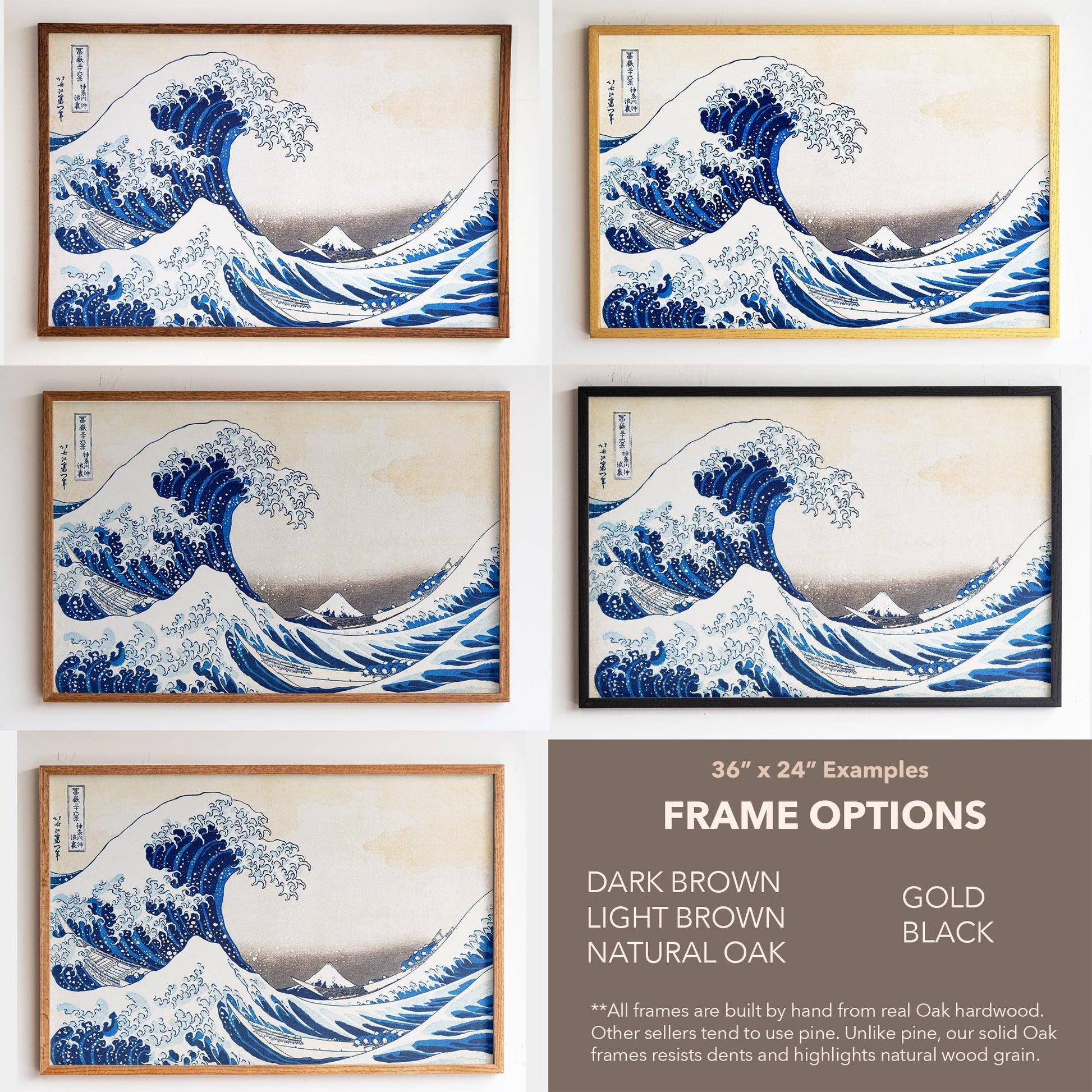 Large 3 Panel Framed Wall Art | Vintage Japanese Under the Wave Painting Split Framed Art | Panoramic Nautical Art | Peaceful Japanese Art