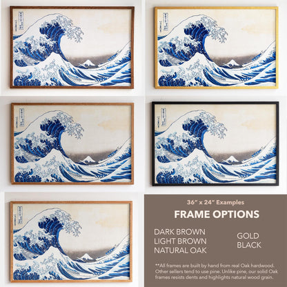 Large 3 Panel Framed Wall Art | Vintage Japanese Under the Wave Painting Split Framed Art | Panoramic Nautical Art | Peaceful Japanese Art