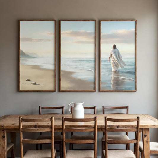 Large 3 Panel Framed Wall Art | Vintage Japanese Under the Wave Painting Split Framed Art | Panoramic Nautical Art | Peaceful Japanese Art