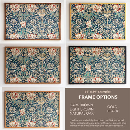 Extra Large 3 Panel Framed William Morris Art | Floral Pattern Split Framed Art | Textile Fine Art | Victorian Style Art | WM33