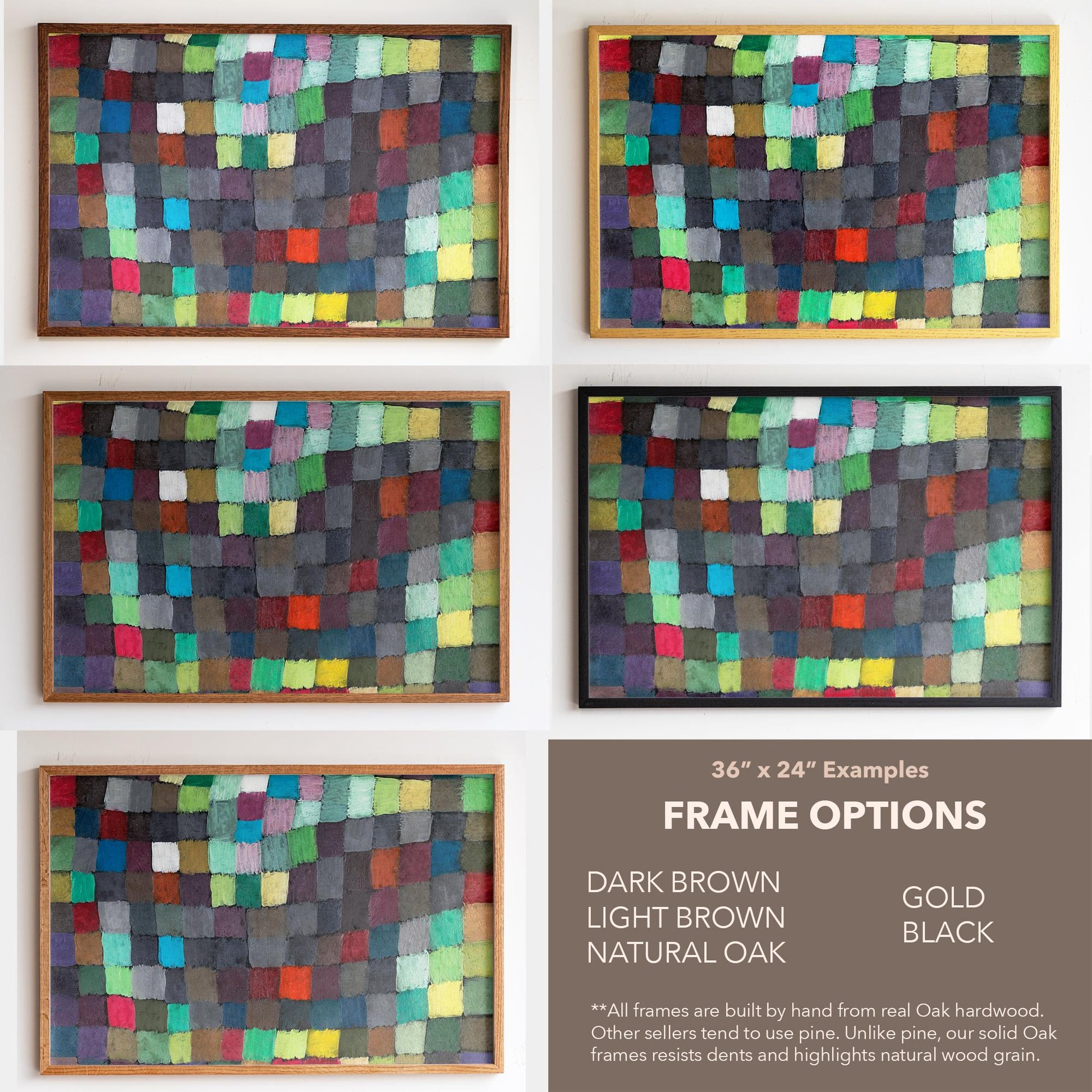 Large 3 Panel Framed Mosaic May Picture Art | Abstract Split Framed Art | Paul Klee Fine Art | Abstract Style Art