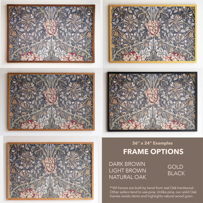 Large 3 Panel Framed Botanical Pattern Art | William Morris Framed Art | Floral Pattern Fine Art | Vintage Painting Style Art