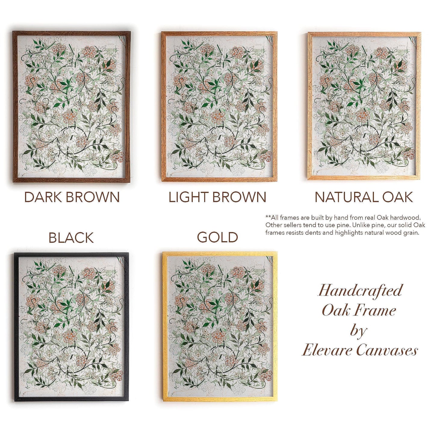 Vintage Floral Pattern Print | William Morris Framed Wall Art | Botanical Arts and Crafts Home Decoration | Oak Frame Artwork