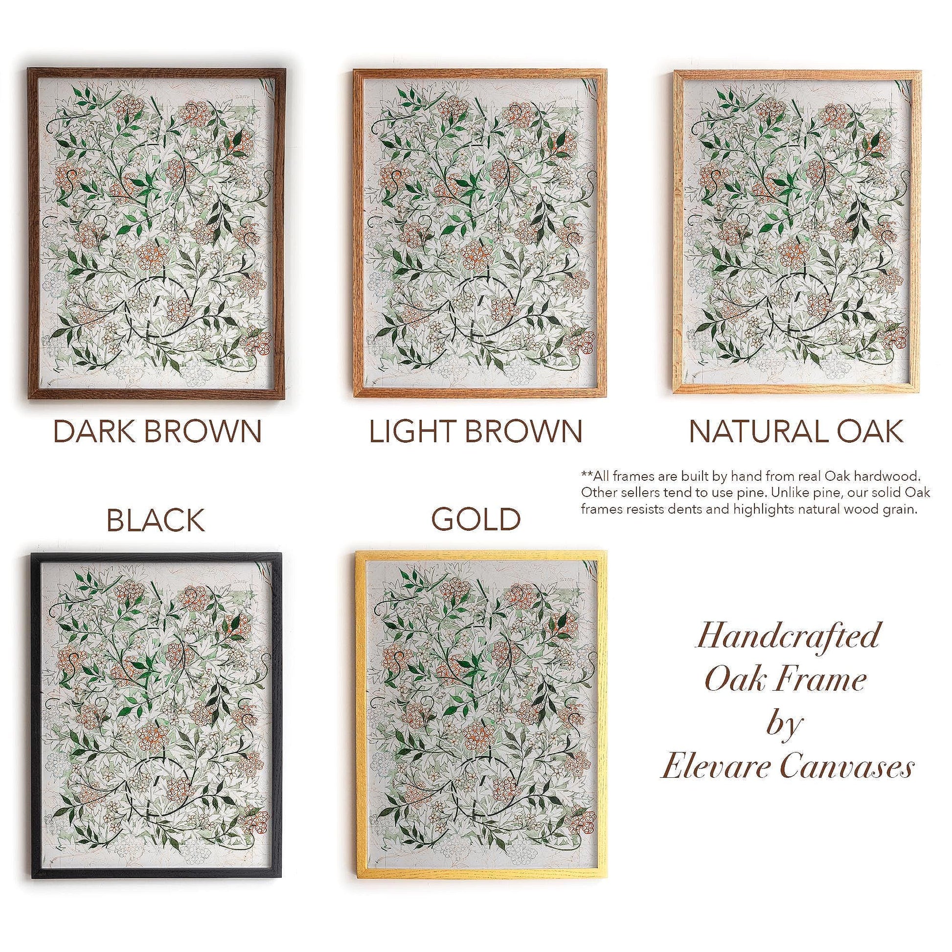 Vintage Floral Pattern Print | William Morris Framed Wall Art | Botanical Arts and Crafts Home Decoration | Oak Frame Artwork