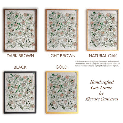 Vintage Floral Pattern Print | William Morris Framed Wall Art | Botanical Arts and Crafts Home Decoration | Oak Frame Artwork