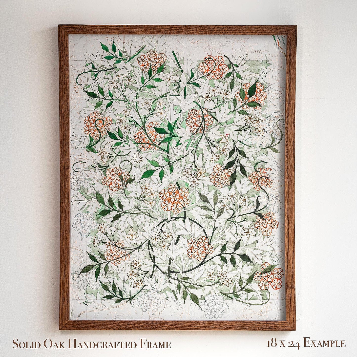 Vintage Floral Pattern Print | William Morris Framed Wall Art | Botanical Arts and Crafts Home Decoration | Oak Frame Artwork