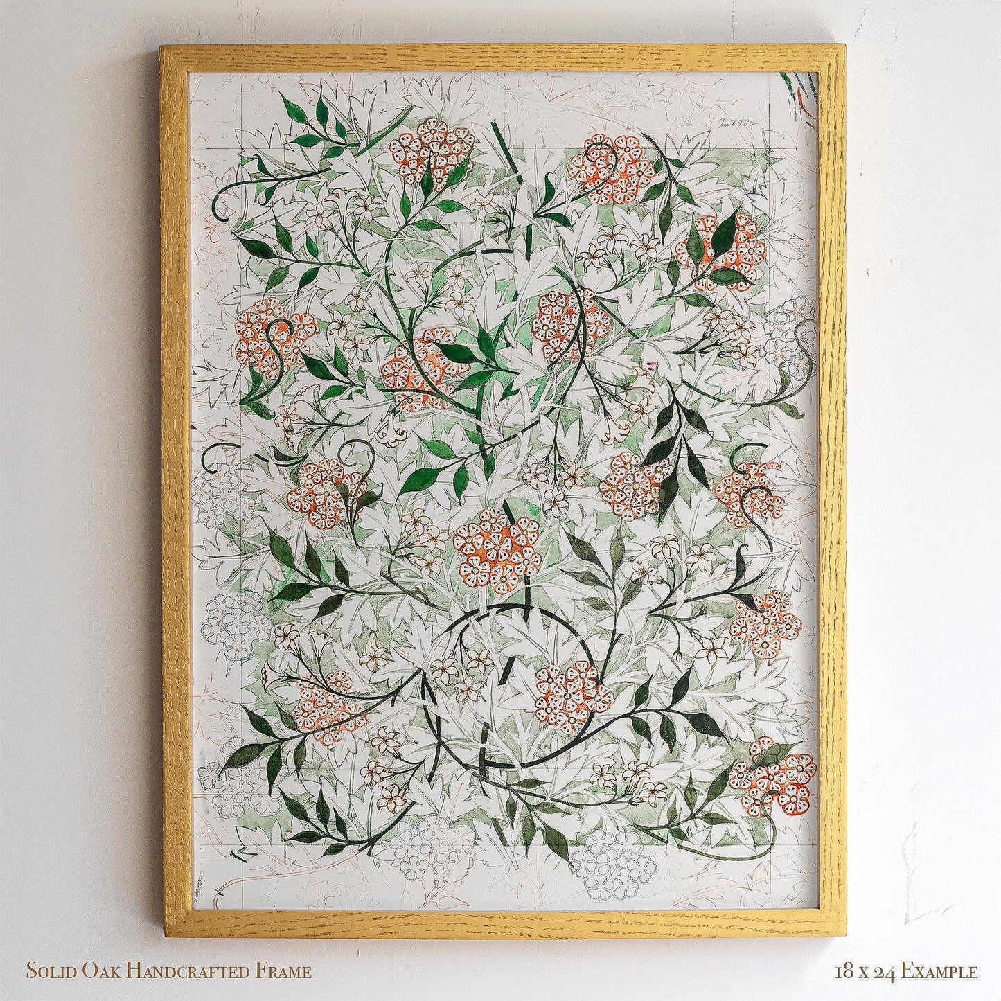 Vintage Floral Pattern Print | William Morris Framed Wall Art | Botanical Arts and Crafts Home Decoration | Oak Frame Artwork
