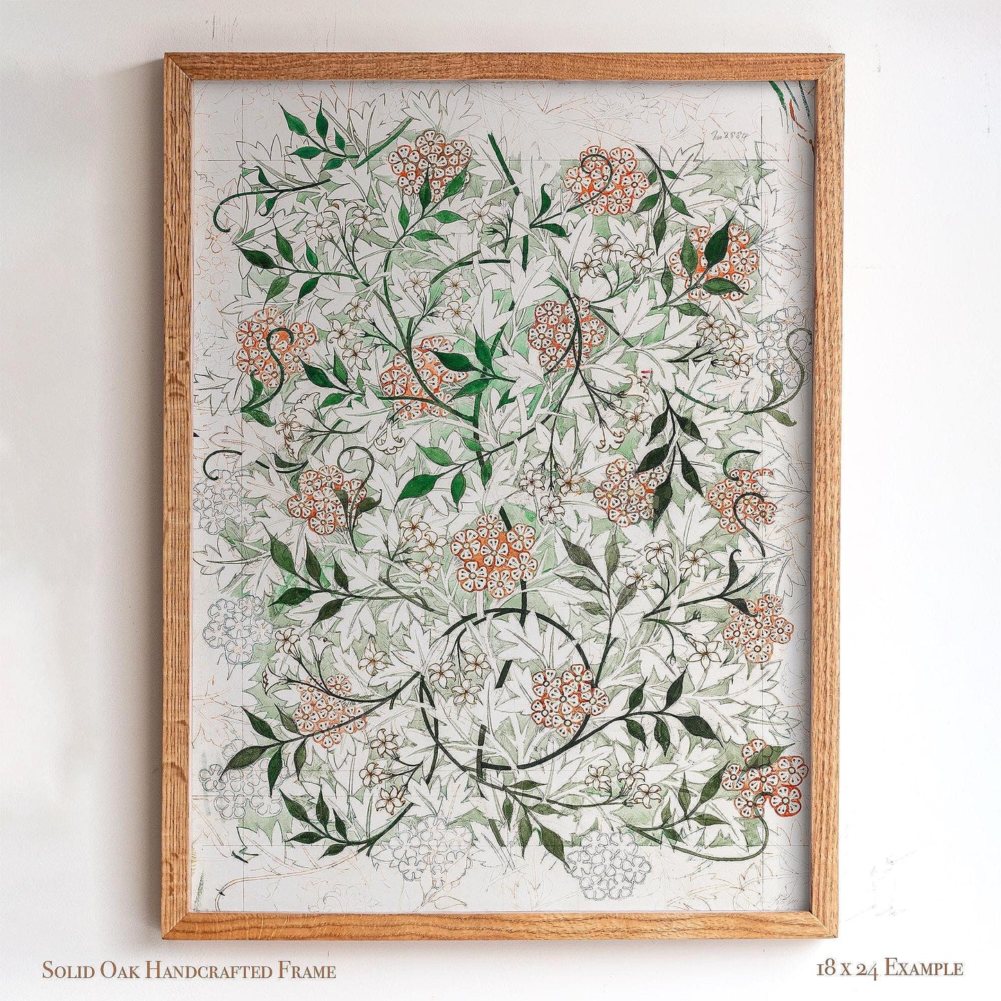 Vintage Floral Pattern Print | William Morris Framed Wall Art | Botanical Arts and Crafts Home Decoration | Oak Frame Artwork