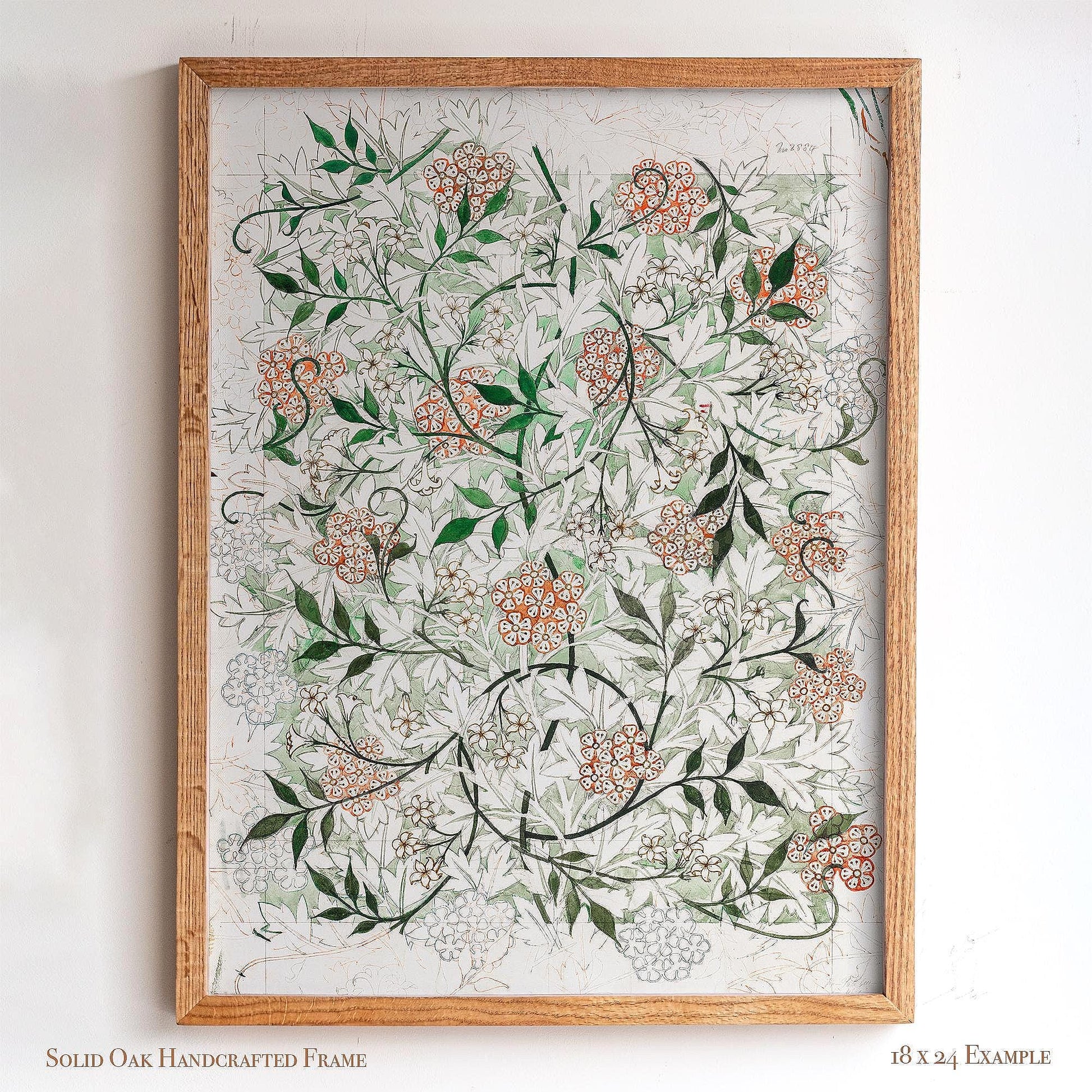 Vintage Floral Pattern Print | William Morris Framed Wall Art | Botanical Arts and Crafts Home Decoration | Oak Frame Artwork