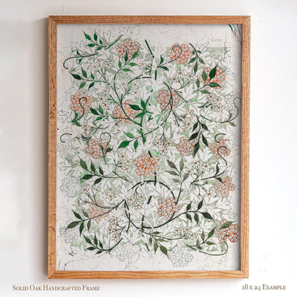 Vintage Floral Pattern Print | William Morris Framed Wall Art | Botanical Arts and Crafts Home Decoration | Oak Frame Artwork