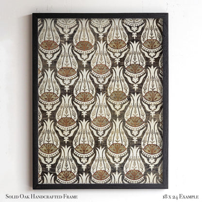 Victorian Botanical Pattern Wall Art | Framed Arts and Crafts Tulip Print | Classic Heritage Style Home Decor