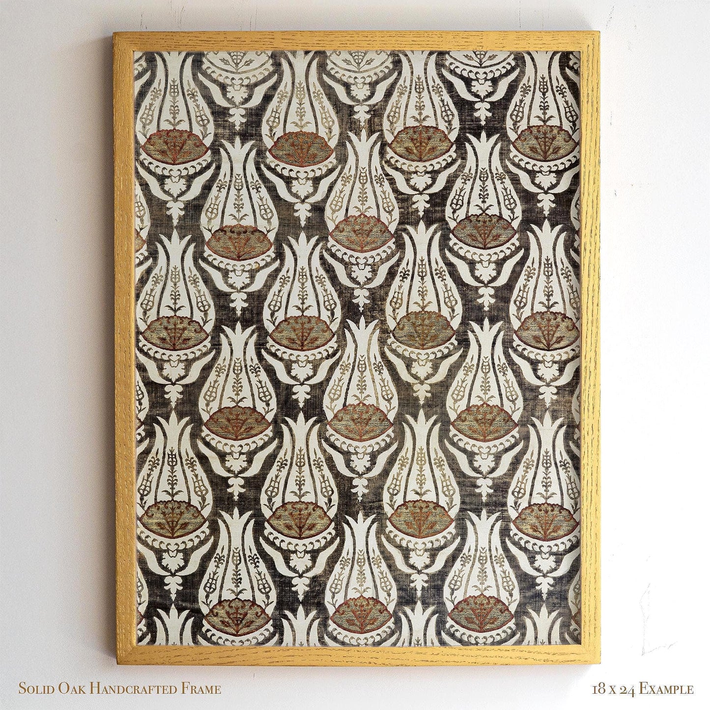 Victorian Botanical Pattern Wall Art | Framed Arts and Crafts Tulip Print | Classic Heritage Style Home Decor