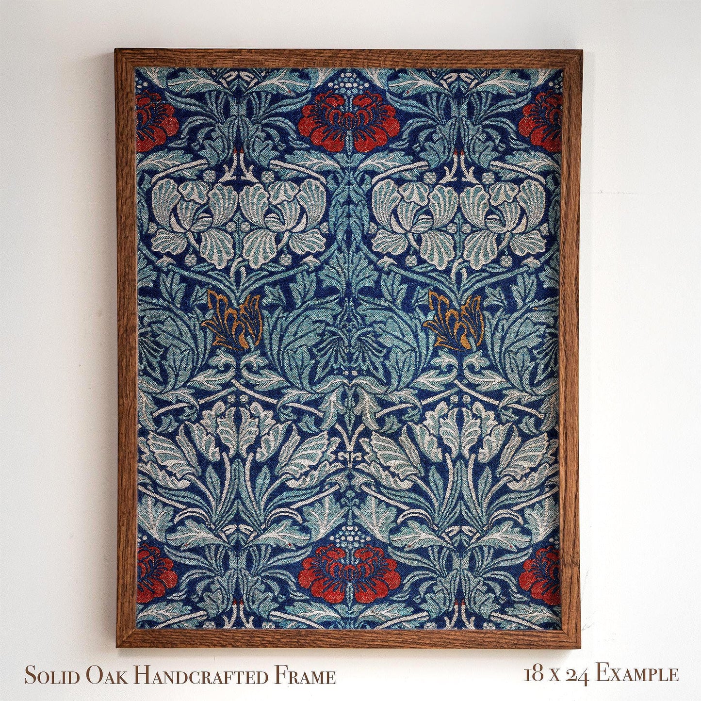 Bold Blue Botanical Wall Art | William Morris Pattern Print | Arts and Crafts Heritage Framed Artwork